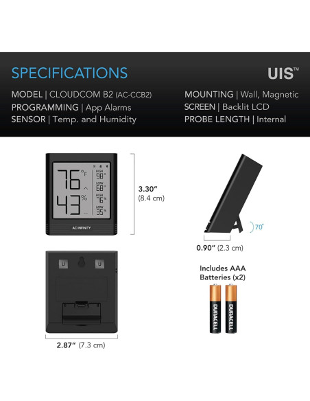 Higrómetro Inteligente AC Infinity CLOUDCOM B2 Bluetooth 140g