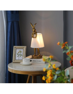 Lámpara de mesa conejo dorado NorDiem 40 cm LED blanca 2
