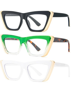 Gafas de Lectura MMOWW 3 Paquetes Anti-luz Azul Mujeres 2