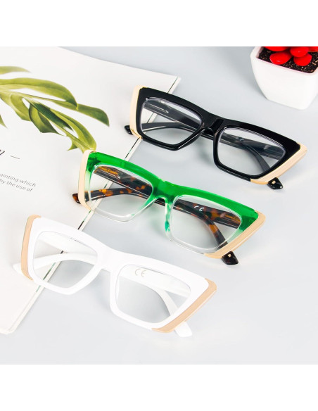 Gafas de Lectura MMOWW 3 Paquetes Anti-luz Azul Mujeres