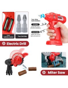 Banco de herramientas para niños Senekoy con 78 piezas verdes 2