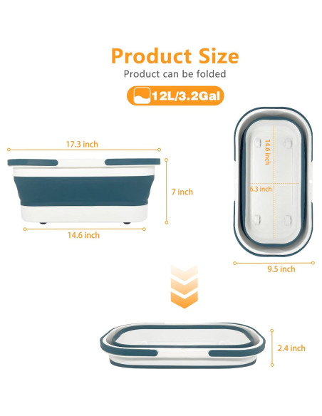 Cubeta Plástica Plegable Goderewild 12L con Ruedas Azul