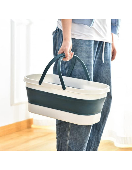 Cubeta Plástica Plegable Goderewild 12L con Ruedas Azul