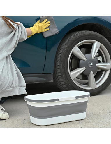 Cubeta Plástica Plegable Goderewild 12L con Ruedas Azul