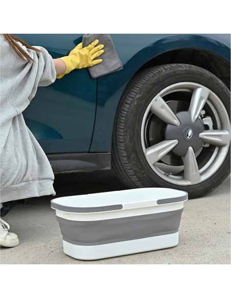 Cubeta Plástica Plegable Goderewild 12L con Ruedas Azul