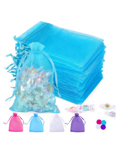 100 Bolsas de Organza Azul 10x15 cm con Cierre para Regalos