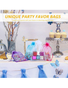 100 Bolsas de Organza Azul 10x15 cm con Cierre para Regalos 2