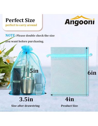 100 Bolsas de Organza Azul 10x15 cm con Cierre para Regalos