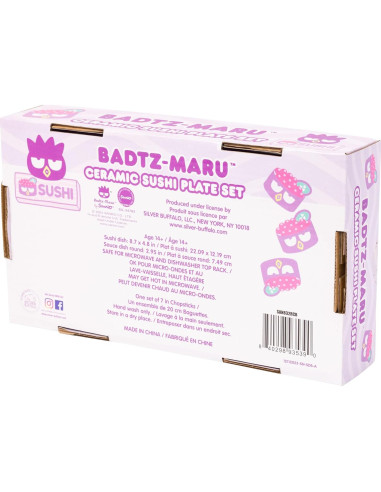 Conjunto de Sushi Cerámica Badtz Maru Sanrio 3 Piezas