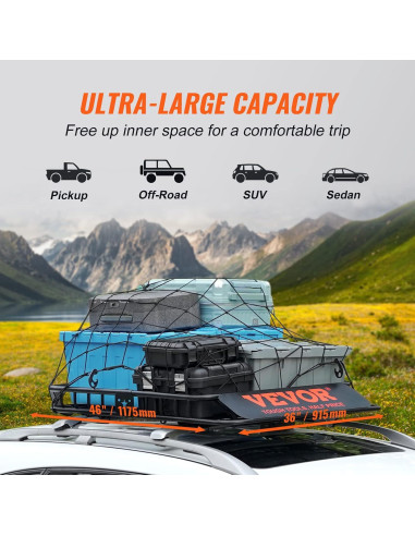 Canasta de Carga para Techo VEVOR 117x91 cm 90.7 kg Rojo