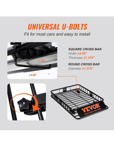 Canasta de Carga para Techo VEVOR 117x91 cm 90.7 kg Rojo