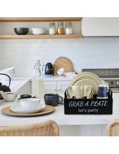 Soporte para Platos de Papel QUALLON - 6 Compartimentos Madera 2