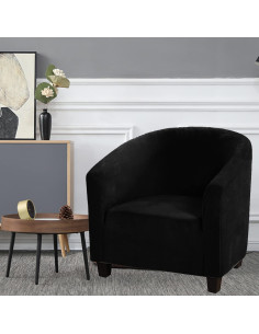 Funda de Silla Tubular MIFXIN de Terciopelo Negro Elástico 2