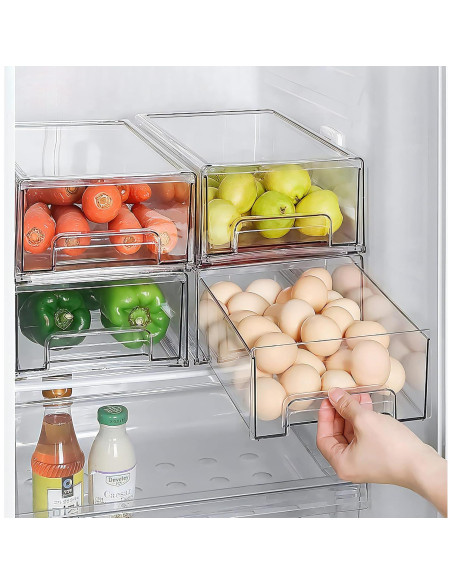 Cajones Organizadores Apilables MANO 2Pack Grande Transparente