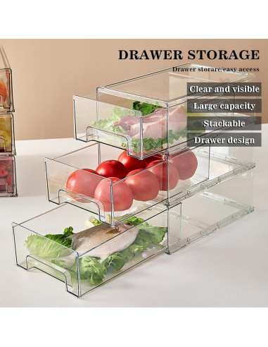 Cajones Organizadores Apilables MANO 2Pack Grande Transparente