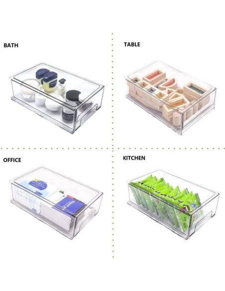 Cajones Organizadores Apilables MANO 2Pack Grande Transparente