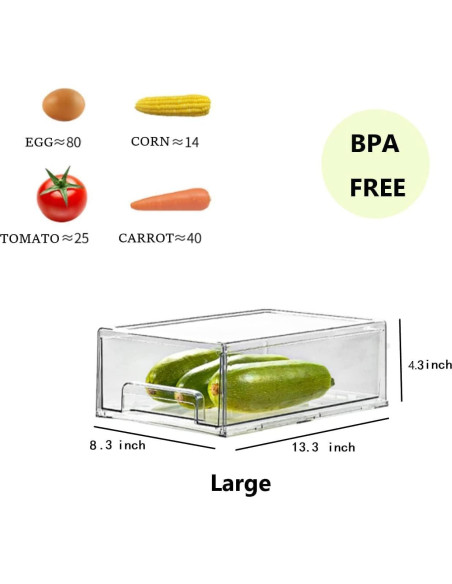 Cajones Organizadores Apilables MANO 2Pack Grande Transparente