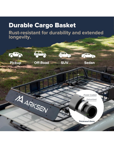 Portaequipajes ARKSEN 137 cm Universal Carga 113 kg Techo SUV