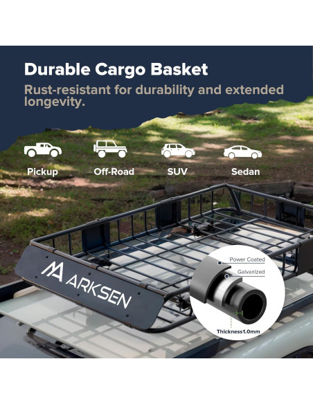 Portaequipajes ARKSEN 137 cm Universal Carga 113 kg Techo SUV