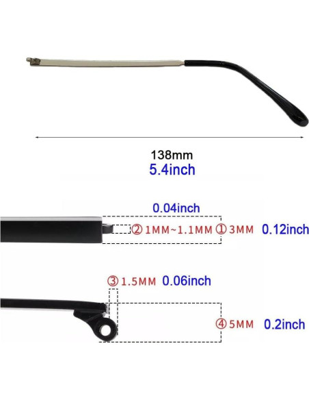 Patas de Reemplazo para Gafas Clony Metal Plateado 138mm Patas de Reemplazo para Gafas Clony Metal Plateado 138mm