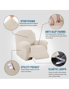 Funda de Sillón Reclinable H.VERSAILTEX Beige Ajustable 2