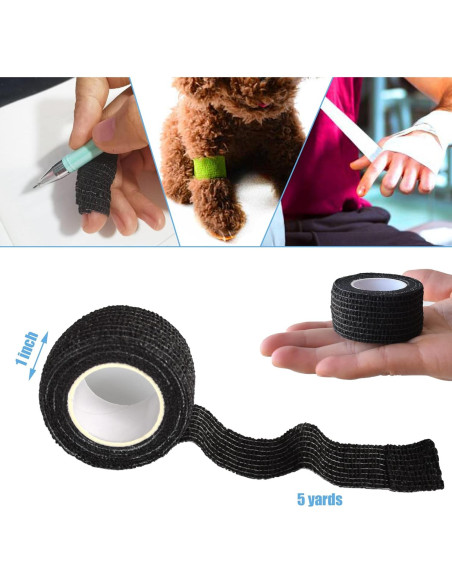 Paquete de 9 Vendas Autoadhesivas Gondiane 2.54 cm x 4.57 m Negro