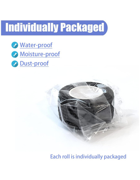 Paquete de 9 Vendas Autoadhesivas Gondiane 2.54 cm x 4.57 m Negro