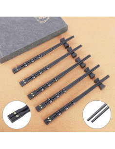 Palillos Reutilizables Youda de Fibra de Vidrio - 5 Pares con Soporte 2