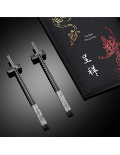 Juego de Palillos de Acero Inoxidable Dragón y Fénix - 4 Pares 18/8 2