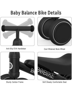Bicicleta de equilibrio Bobike Clásica Negra para bebés 12-36 meses 2
