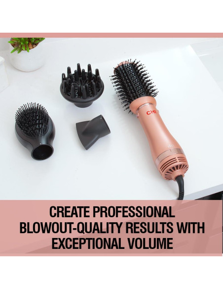 Secador de Pelo CHI Voluminizador 4-en-1 Oro Rosa con Accesorios