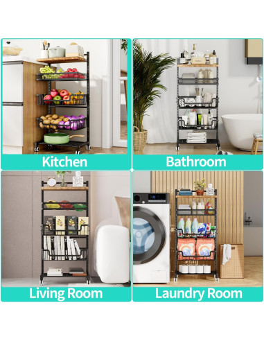 Carrito de Cocina HapiRm 5 Niveles con Canasta Ajustable