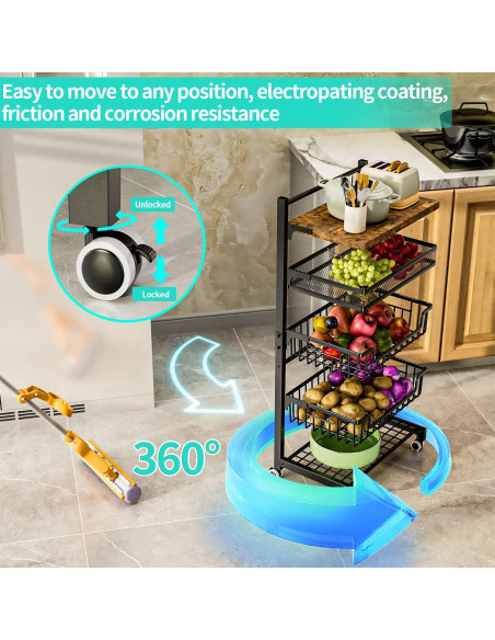 Carrito de Cocina HapiRm 5 Niveles con Canasta Ajustable