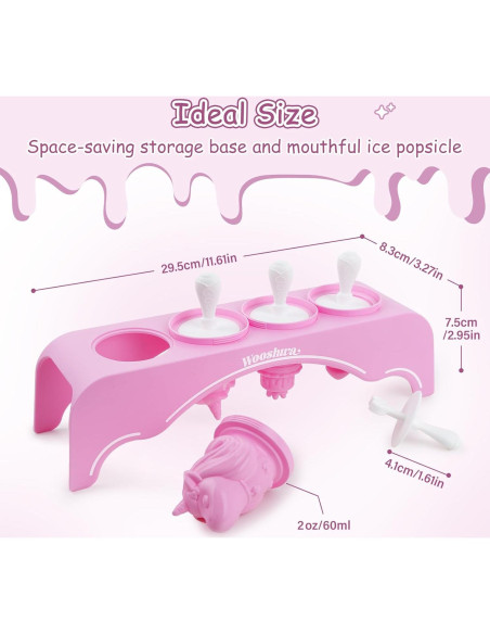 Moldes de Paletas de Silicona Wooshwa Unicornio 4 Piezas