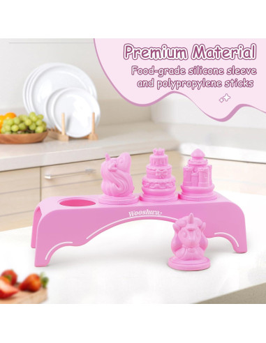 Moldes de Paletas de Silicona Wooshwa Unicornio 4 Piezas