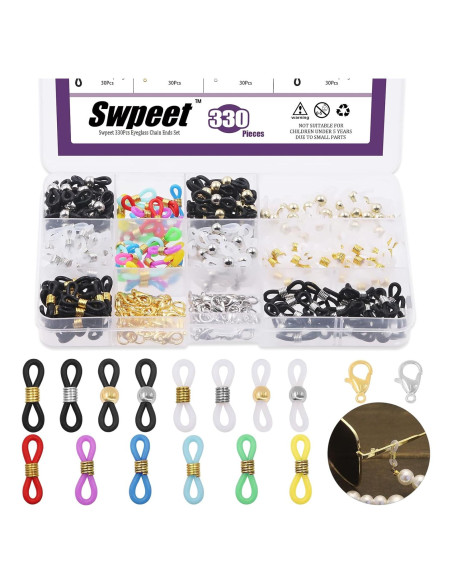 Kit 330Pcs Extremos de Cadena de Gafas Swpeet Ajustables