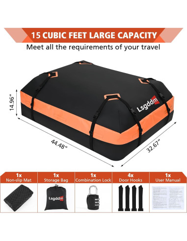 Bolsa de Techo Suave Impermeable CYDDUP 15 Pies Cúbicos