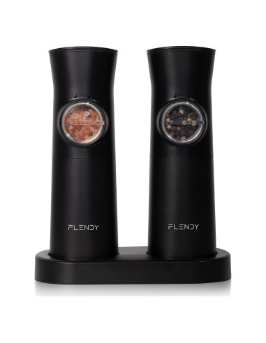 Juego de Molinillos Eléctricos de Sal y Pimienta Flendy Negro