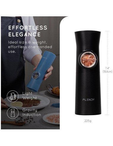 Juego de Molinillos Eléctricos de Sal y Pimienta Flendy Negro