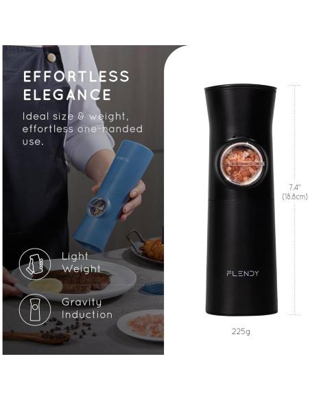 Juego de Molinillos Eléctricos de Sal y Pimienta Flendy Negro