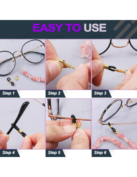 Kit 330Pcs Extremos de Cadena de Gafas Swpeet Ajustables