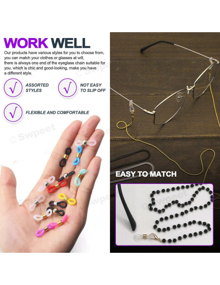 Kit 330Pcs Extremos de Cadena de Gafas Swpeet Ajustables
