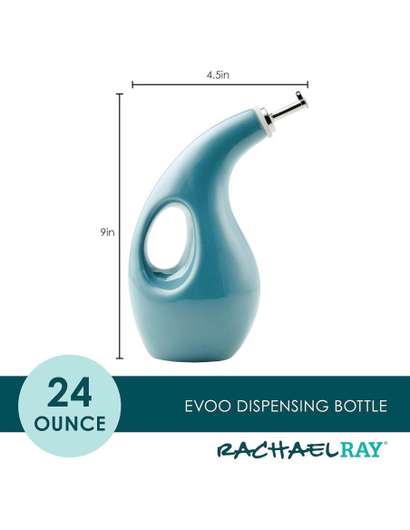 Botella de Cerámica Rachael Ray 48467 para Aceite y Vinagre 0.71L Azul