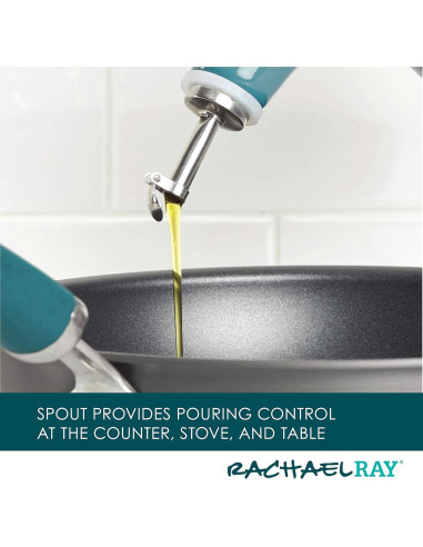 Botella de Cerámica Rachael Ray 48467 para Aceite y Vinagre 0.71L Azul