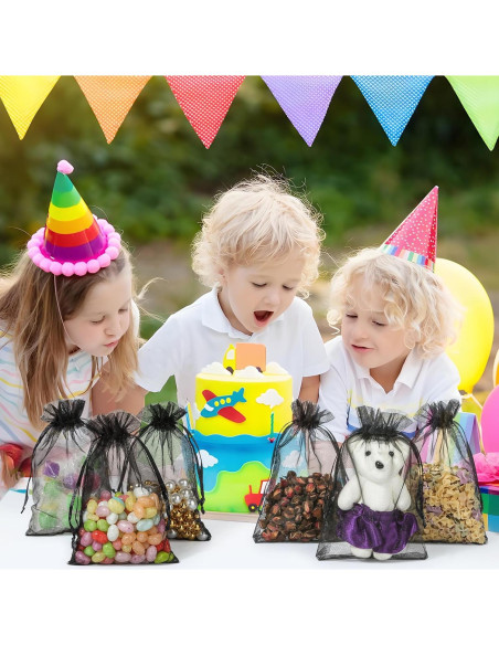 Bolsas de Organza Transparentes Hopttreely 50PCS 10x15cm Negro