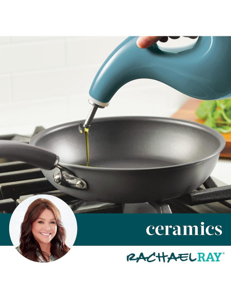 Botella de Cerámica Rachael Ray 48467 para Aceite y Vinagre 0.71L Azul