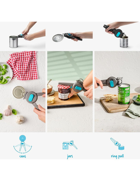 Abrelatas 3-En-1 Dreamfarm Dopener Ergonómico Negro