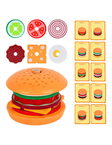 Juguete de Apilamiento Hamburguesas Madera MIKNEKE 12.7cm