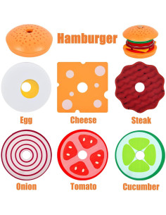 Juguete de Apilamiento Hamburguesas Madera MIKNEKE 12.7cm 2