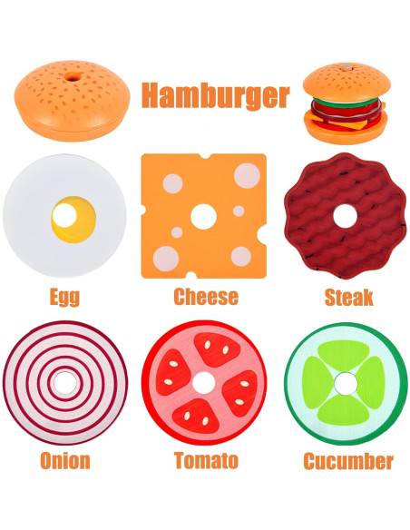 Juguete de Apilamiento Hamburguesas Madera MIKNEKE 12.7cm